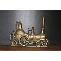 Vtg Solid Brass Antique Steam Engine Locomotive, Wall Key Rack/Holder + Screws.   113198187457